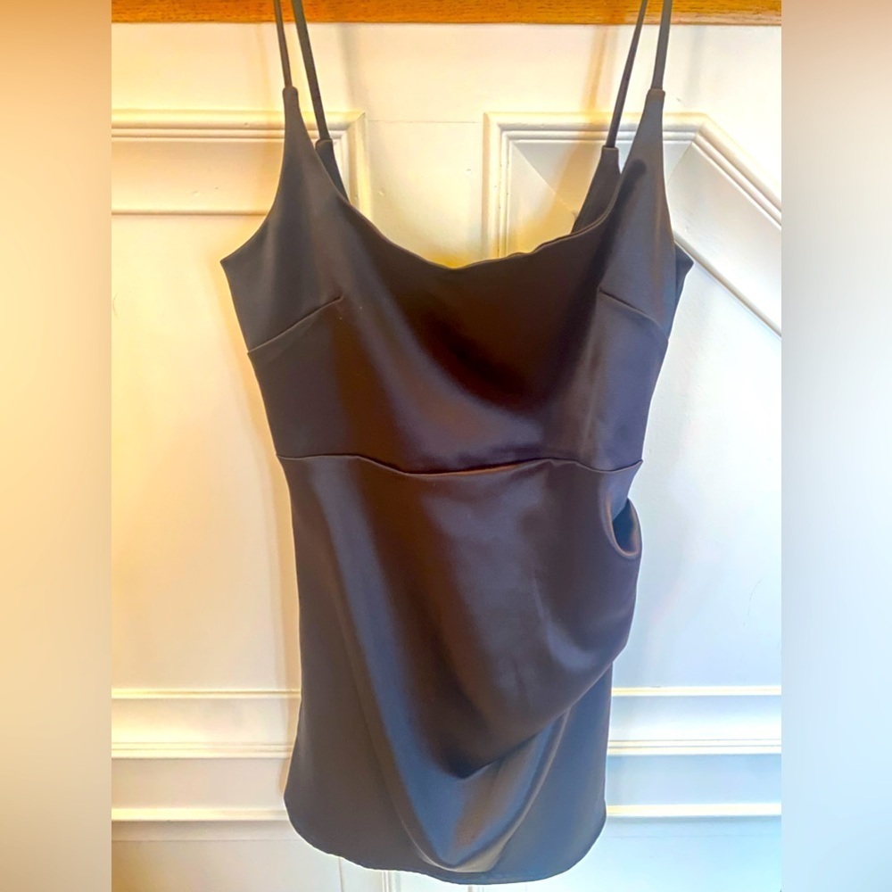 Zara little black mini dress. Size 00 Satin type material, gathered